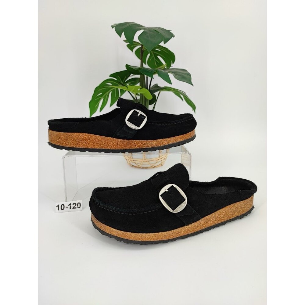 Birkenstock Black Mules with Silver Buckle